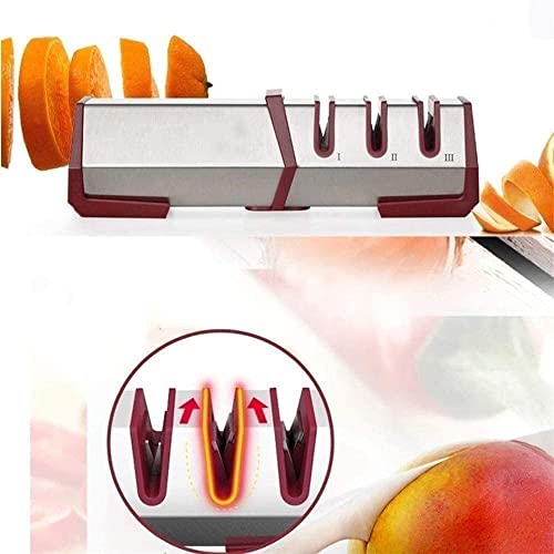 Dongng Knife Sharpener, Professional Kitchen Chef 3 Slot Design, Easy Sharpening, Slip Resistant Grip, Safely Sharpen Knives, Restore Dull Knife for A Sharp Edge Non-Slip Portable