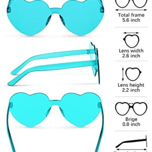 Weewooday 30 Pairs Heart Shaped Rimless Sunglasses Transparent Heart Glasses Candy Color Frameless Sunglasses Tinted Trendy Eyewear Party Favors