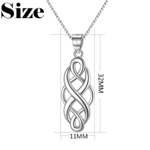 GDDX 925 Sterling Silver Good Luck Polished Celtic Knot Cross Pendant Necklace for Womens (Long Silver)