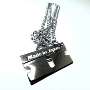 Premium Label - Bad Habits - Luxury Razor Blade Silver Charm .925 Plata Punk, Gothic, Streetwear, Dog Tag, Curb Grunge Chain - Made in JAPAN