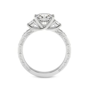 3 ct IGI Certified Cushion Shape Lab Grown Diamond Ring | 14K Or 18K White, Yellow Or Rose Gold | Valencia Three Stone Vintage Ring | FG-VS1-VS2 Quality Friendly Diamonds