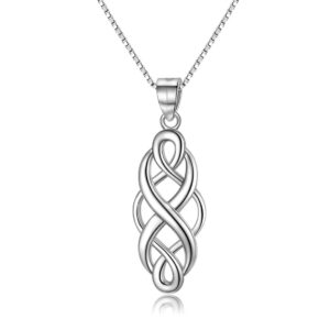 gddx 925 sterling silver good luck polished celtic knot cross pendant necklace for womens (long silver)