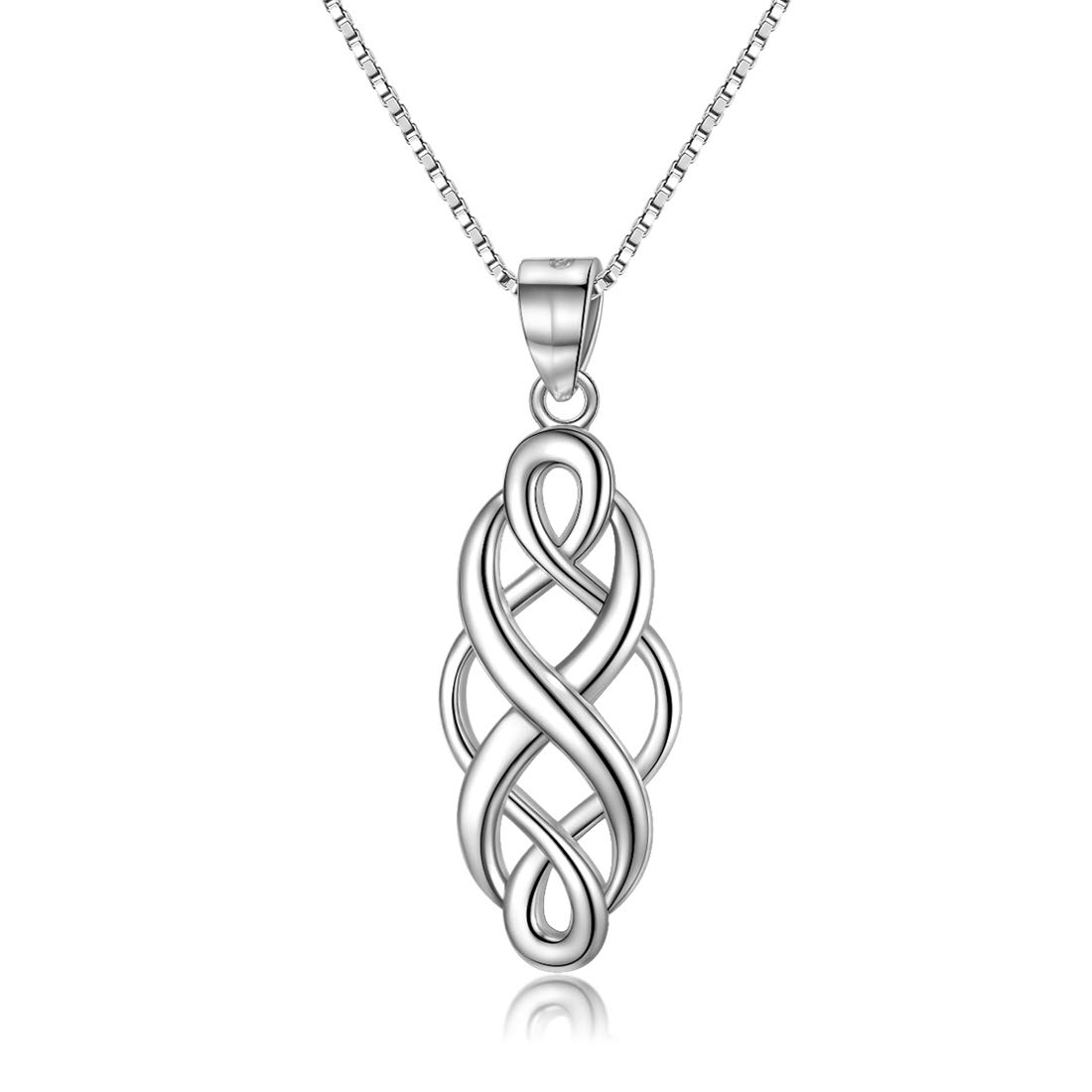 GDDX 925 Sterling Silver Good Luck Polished Celtic Knot Cross Pendant Necklace for Womens (Long Silver)