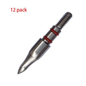 100Grains Archery Field Points,9/32″ Field Points Stainless Steel Screw in Archery Field Tips and BroadHeads (1 Dozen 12 PCS) (9/32″-100grains)