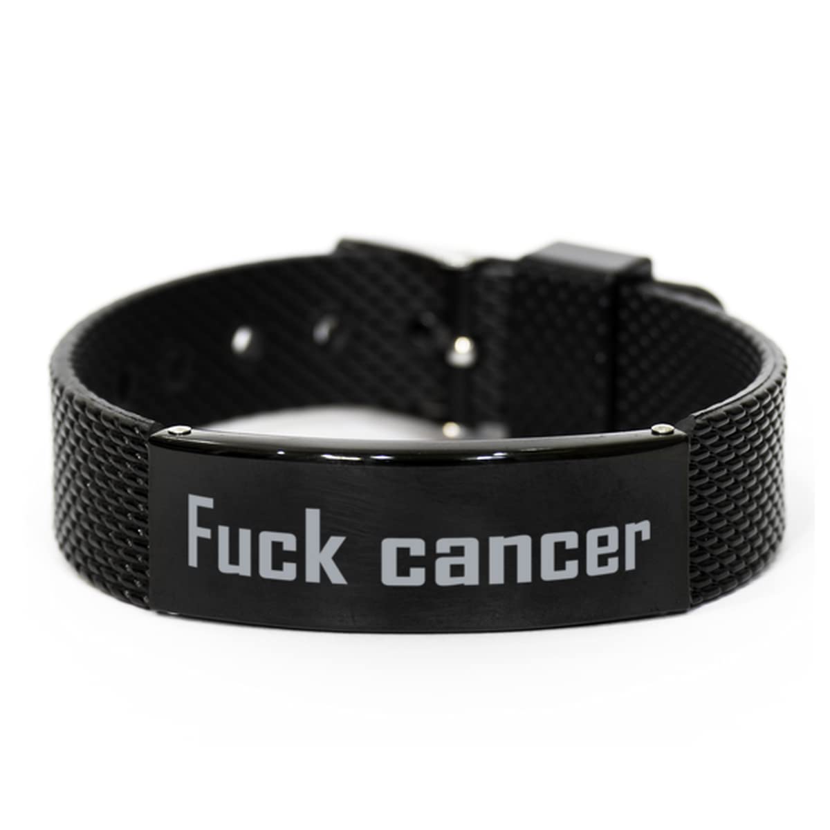 Motivational Metastatic Breast Cancer Black Shark Mesh Bracelet, Fuck Cancer, Inspirational Metastatic Breast Cancer Gifts For Metastatic Breast Cancer Warrior