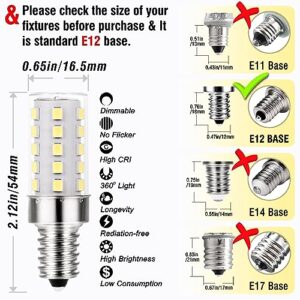 ALIDE Dimmable E12 Led Bulbs 6000k Daylight White 5W,Replace 40 Watt E12 Halogen Equivalent,T6 Base 120V E12 C7 LED Candelabra Bulbs Bright White for Ceiling Fan Chandelier Lighting,450lm,10Pack