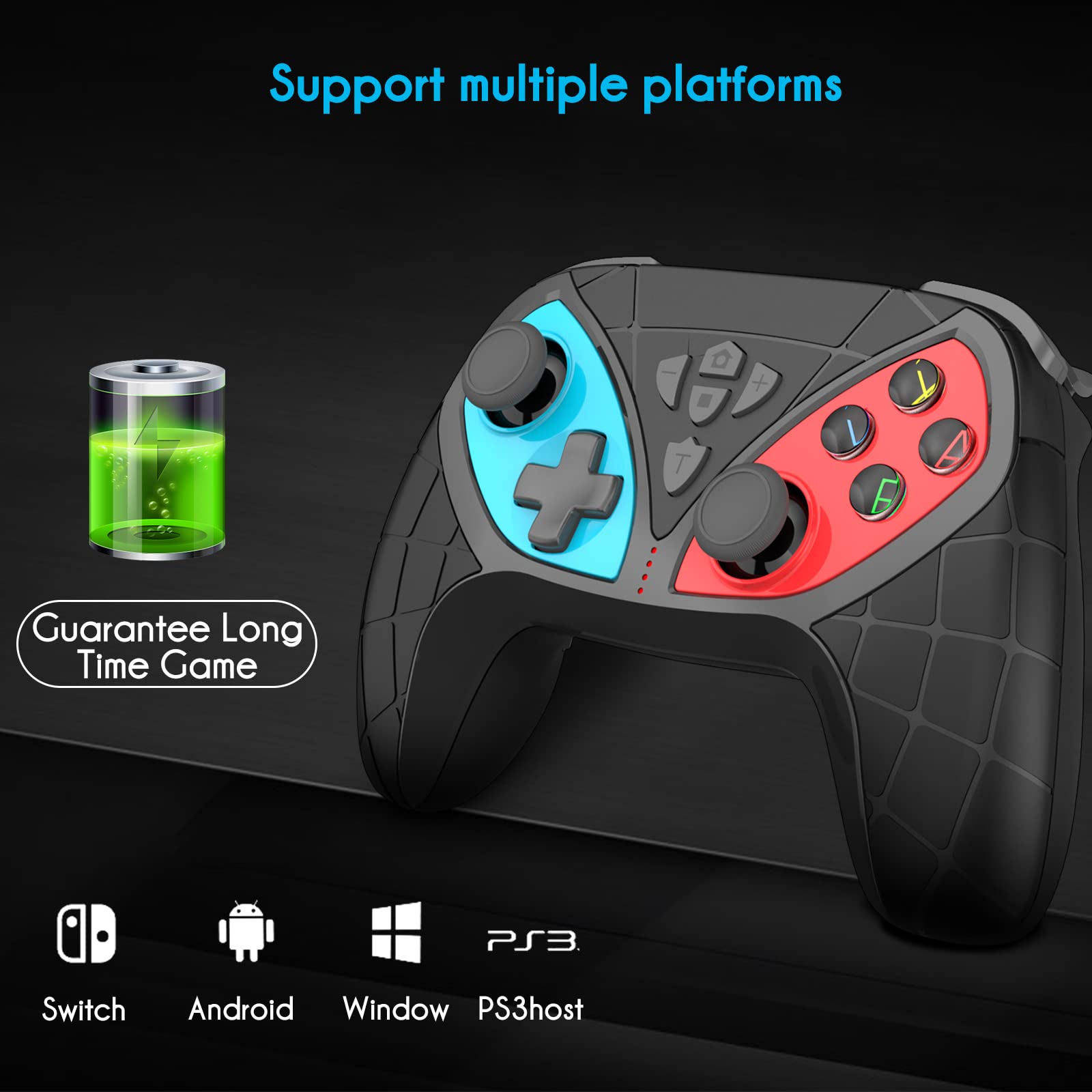 Switch Controllers, Wireless Controller for Nintendo Switch/Lite/OLED Controller with a Mouse Touch Feeling on Back Buttons, Extra Switch Pro Controller with Wake-up,Programmable, Turbo Function (Black)