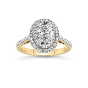 1 Carat IGI Certified Oval Shape Lab Grown Diamond Engagement Ring | 14K Or 18K in White, Yellow Or Rose Gold | Arya Double Halo Lab Diamond Ring |FG-VS1-VS2 Quality Friendly Diamonds