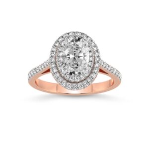 1 Carat IGI Certified Oval Shape Lab Grown Diamond Engagement Ring | 14K Or 18K in White, Yellow Or Rose Gold | Arya Double Halo Lab Diamond Ring |FG-VS1-VS2 Quality Friendly Diamonds