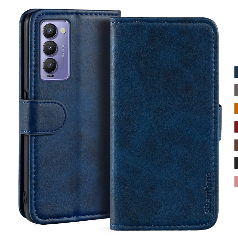 Shantime for Tecno Camon 18 Case, Leather Wallet Case with Cash & Card Slots Soft TPU Back Cover Magnet Flip Case for Tecno Camon 18 P (6.8''), Blue