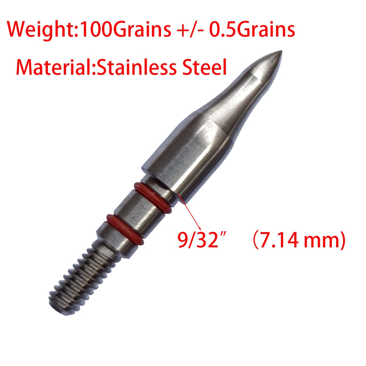 100Grains Archery Field Points,9/32″ Field Points Stainless Steel Screw in Archery Field Tips and BroadHeads (1 Dozen 12 PCS) (9/32″-100grains)