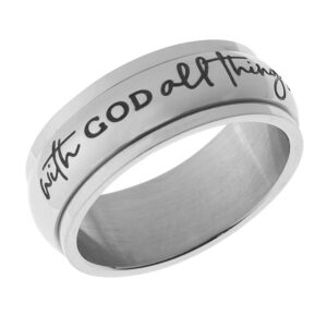 Beads & Pearls Jewelry 8mm Stainless Steel Women's Men's Inspirational Spinner Ring with God Silver