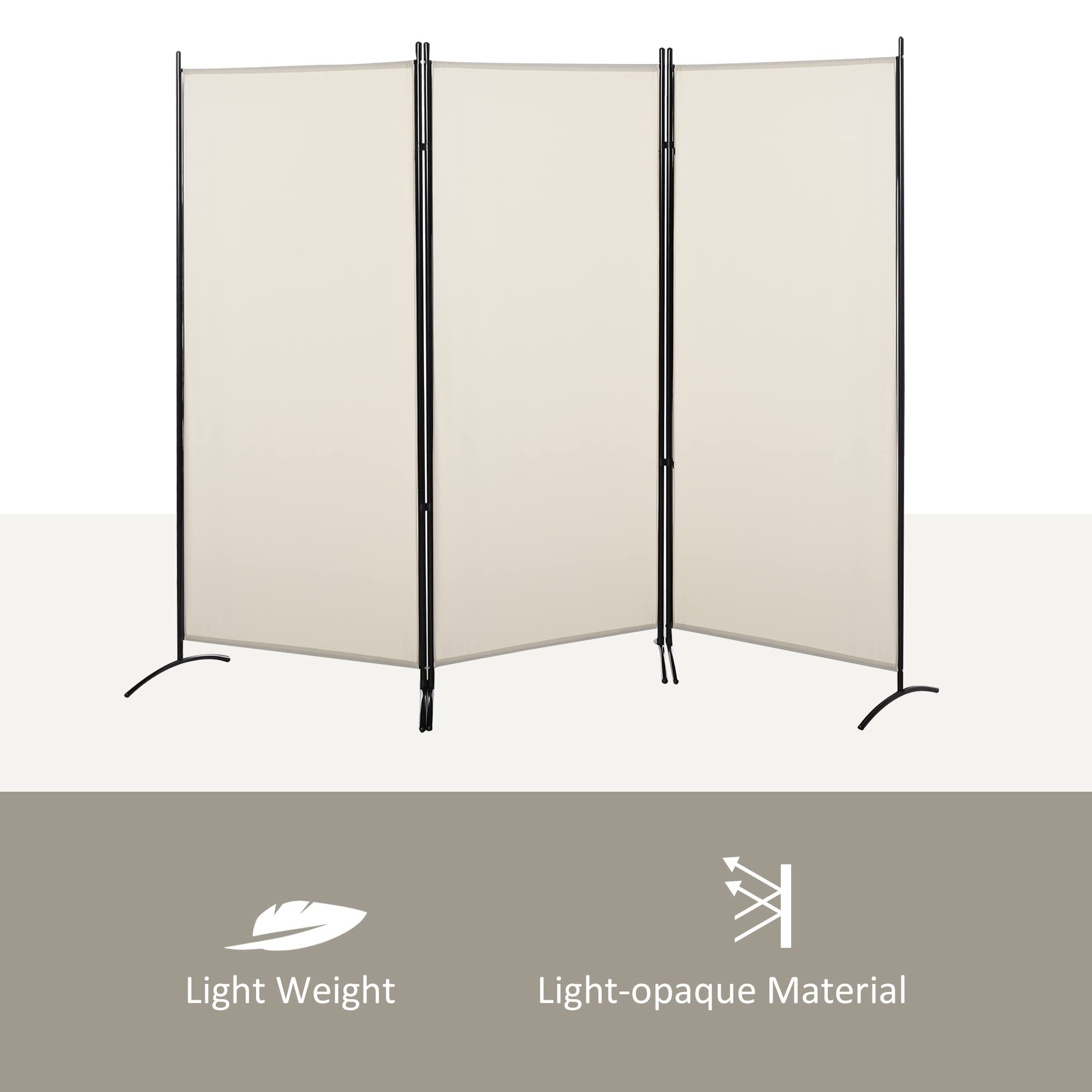 HOMCOM 3 Panel Room Divider Screen, 6 Ft Tall Folding Privacy Screen, Freestanding Partition Wall Divider for Indoor, Home Office, Beige