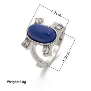 HMOOY Daylight Ring, Silver Elena'S Daylight Ring Blue Sapphire Elena Gilbert Cosplay Ring Tvd Jewelry For Fans Size 6-10 (Blue, 10)