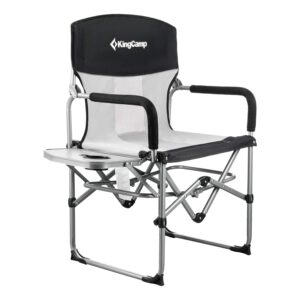 kingcamp camping chairs, directors chairs foldable with side table, heavy duty patio chairs for outside with small folding size for camp, patio, lawn, garden, beach, trip, easy carry, supports 300 lbs