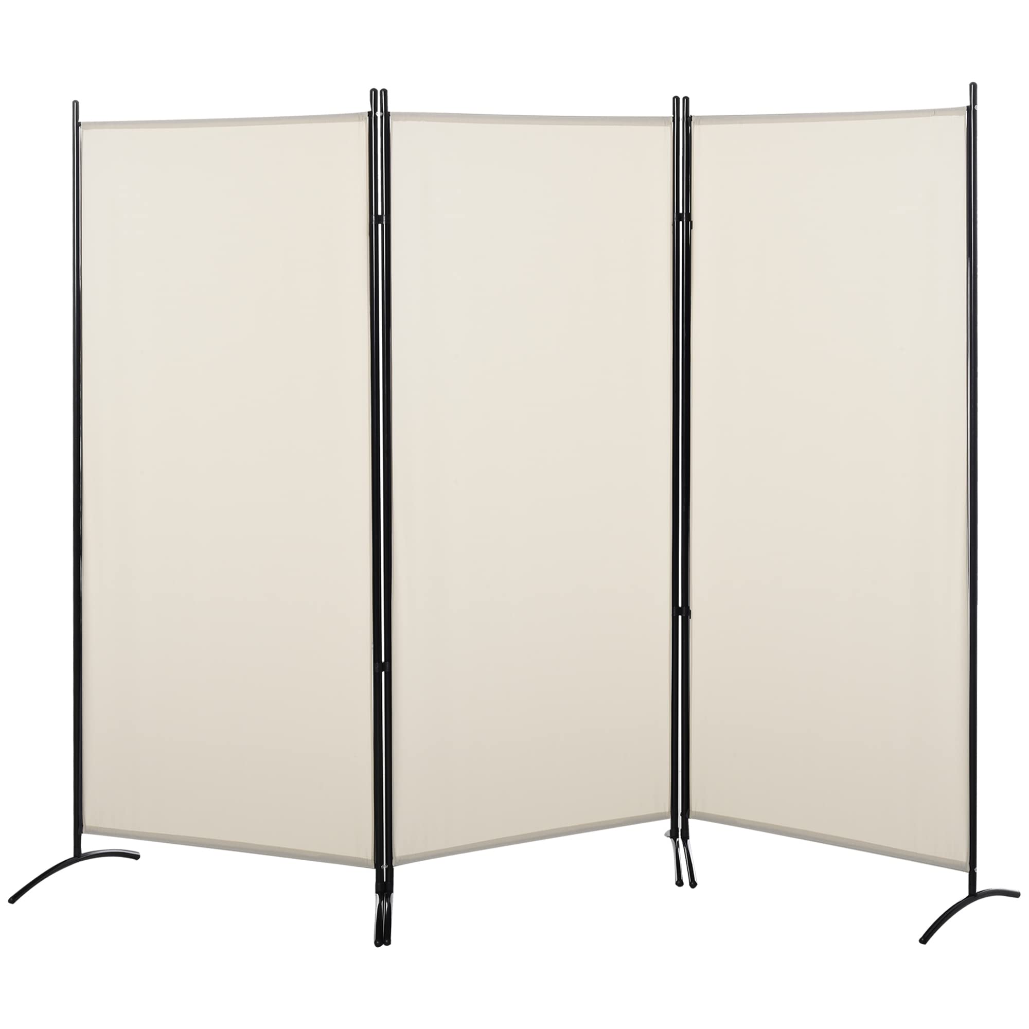 HOMCOM 3 Panel Room Divider Screen, 6 Ft Tall Folding Privacy Screen, Freestanding Partition Wall Divider for Indoor, Home Office, Beige