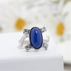 HMOOY Daylight Ring, Silver Elena'S Daylight Ring Blue Sapphire Elena Gilbert Cosplay Ring Tvd Jewelry For Fans Size 6-10 (Blue, 10)