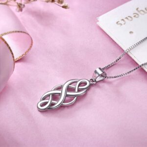 GDDX 925 Sterling Silver Good Luck Polished Celtic Knot Cross Pendant Necklace for Womens (Long Silver)