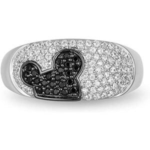 Cluster Mickey Mouse Ring For Women's & Girl's 1 CT. T.W. D/VVS1 Black & White Diamond In 925 Sterling Silver (9.5)