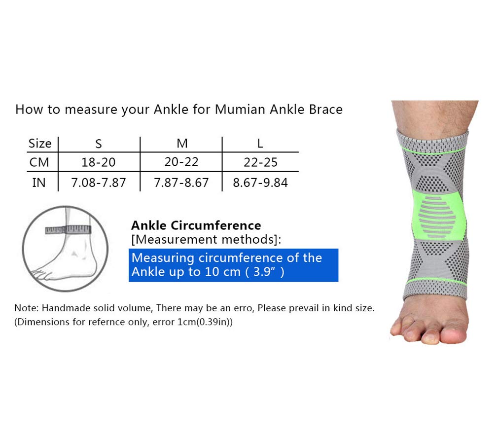 Ankle Support Sleeve, Sport Elastic Ankle Compression Brace Sleeve Socks, Man Woman Ankle Protector for Arthritis Pain Relief Ligament Damage Injury Recovery Plantar Fasciitis Heel Spurs, 1 Pair (S)