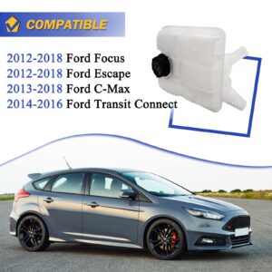 X4XZ Front Engine Coolant Reservoir Radiator Expansion Tank for Ford Focus 12-18/Escape 13-16/C-Max 13-18/Transit Connect 14-16 603-382