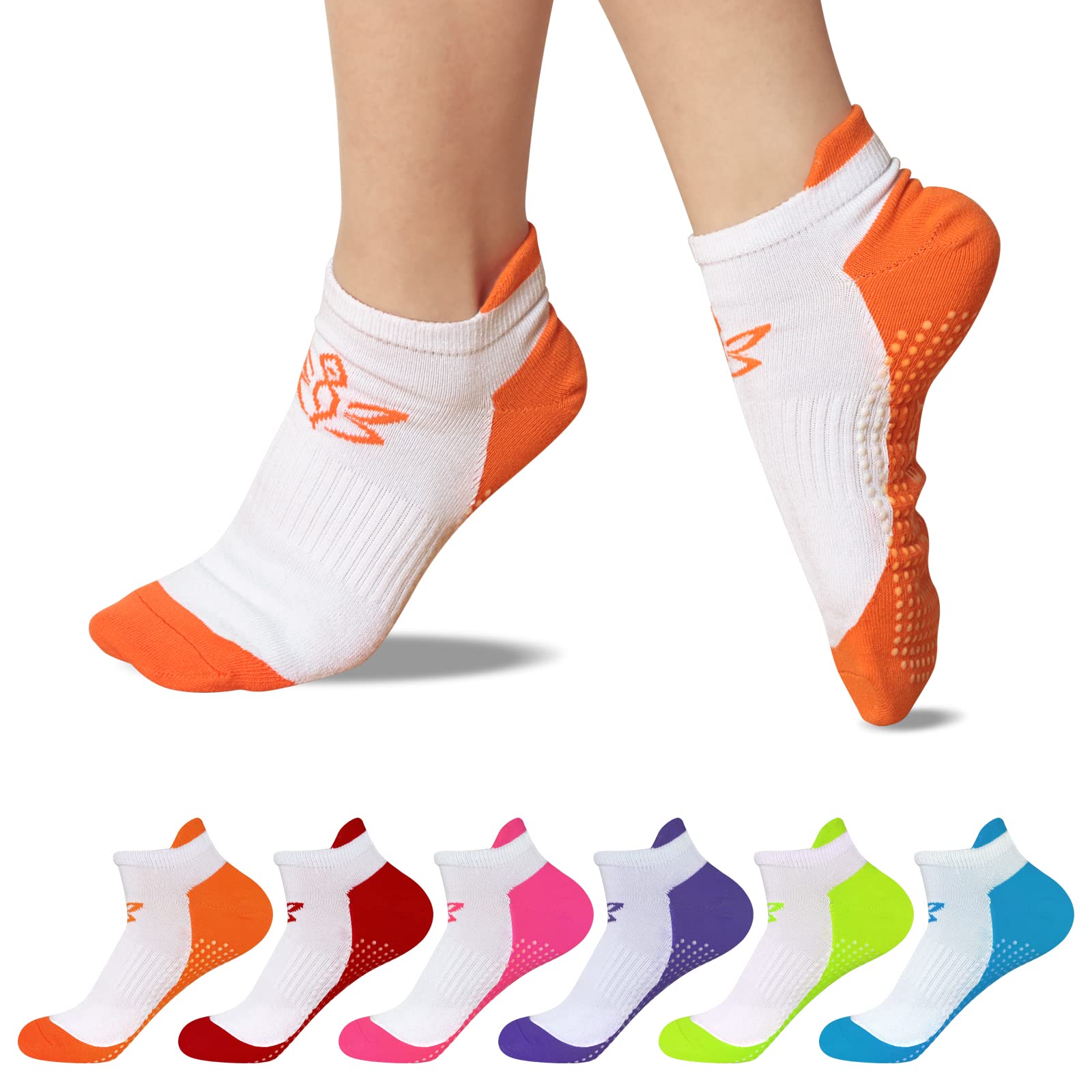 FUNDENCY 6 Pairs Non Slip Yoga Socks for Women, Anti-Skid Socks for Pilates Bikram Fitness Socks with Grips