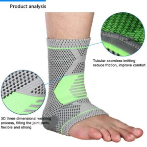 Ankle Support Sleeve, Sport Elastic Ankle Compression Brace Sleeve Socks, Man Woman Ankle Protector for Arthritis Pain Relief Ligament Damage Injury Recovery Plantar Fasciitis Heel Spurs, 1 Pair (S)