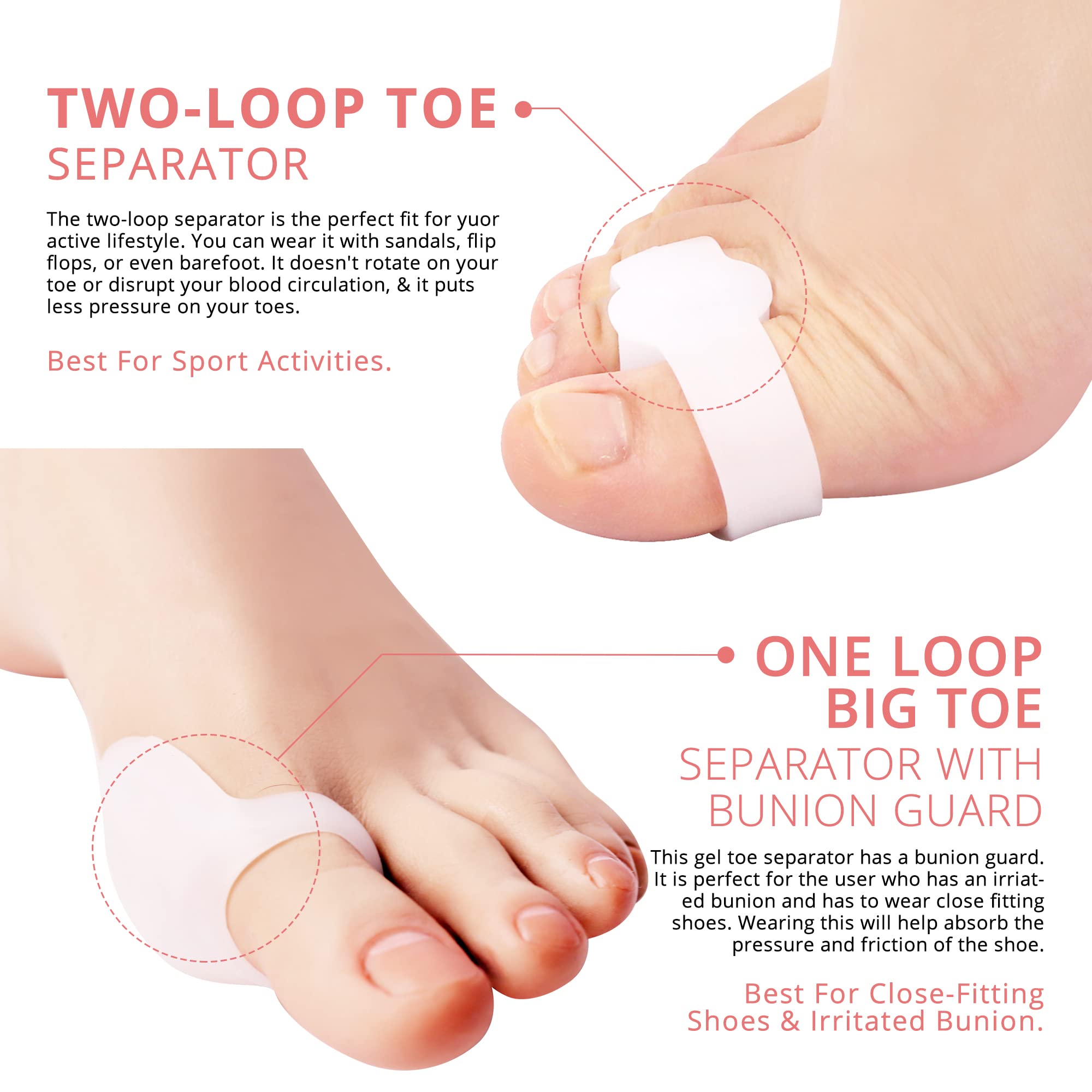 PEDIGOO Bunion Corrector for Women and Men, Slip Proofing Version Bunion Toe Separator, Orthopedic Bunion Splint for Big Toe Pain Relief and Toe Straightening