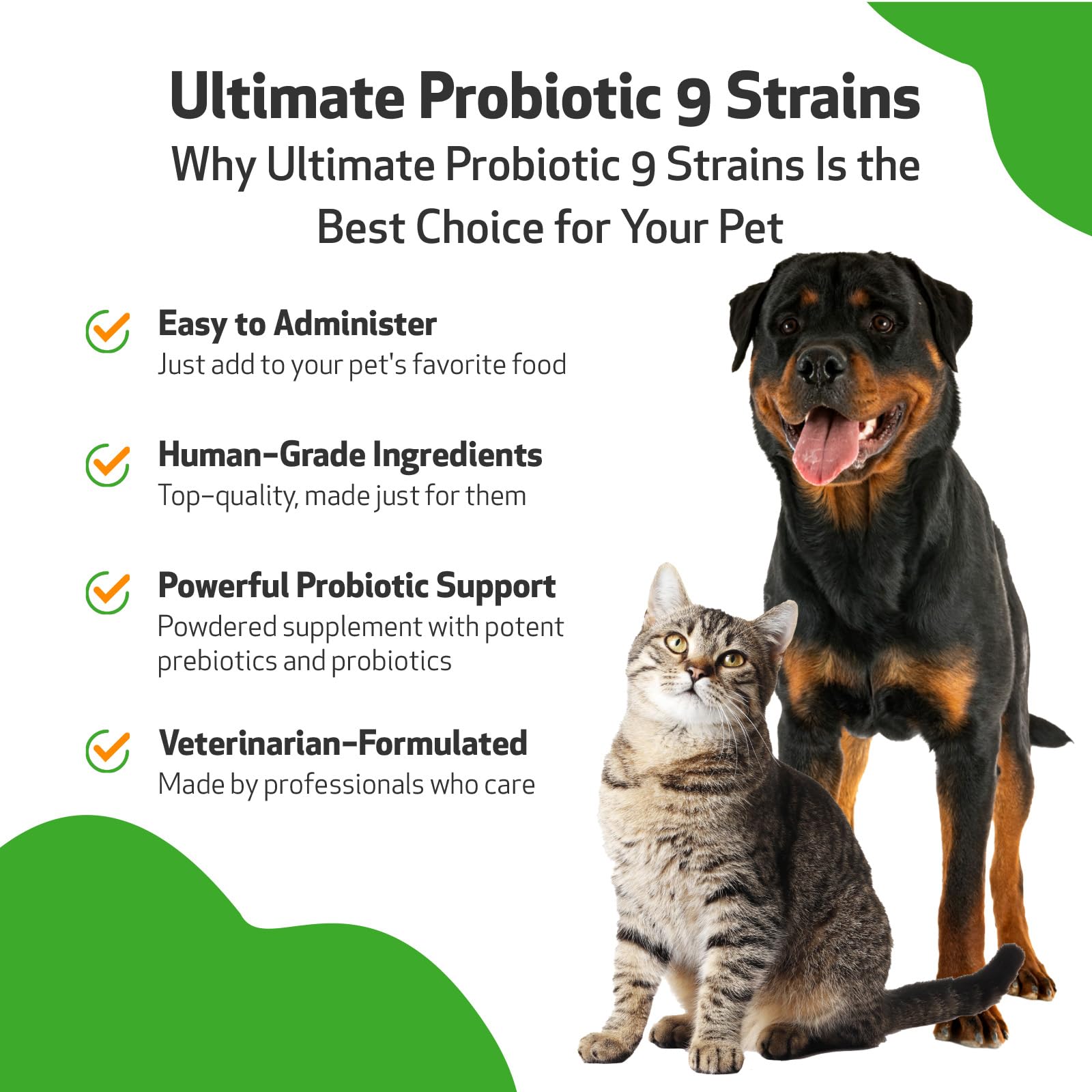 Pet Wellbeing Ultimate Probiotic 9 Strains for Dogs & Cats - Healthy Digestion, Immune Support, Urinary Tract Health - 11.29 oz (320 g) Powder