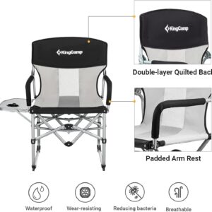 KingCamp Camping Chairs, Directors Chairs Foldable with Side Table, Heavy Duty Patio Chairs for Outside with Small Folding Size for Camp, Patio, Lawn, Garden, Beach, Trip, Easy Carry, Supports 300 lbs