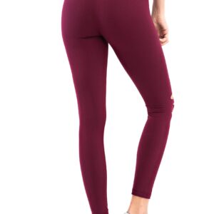 Hype Up Women's High Waisted Ripped Super Buttery Soft Active Wear Full Length Leggings with Inner Pocket (S-3X) Burgundy