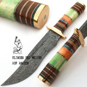 KNI-8936 Handmade Damascus Steel Fixed Blade Hunting Knife with Sheath