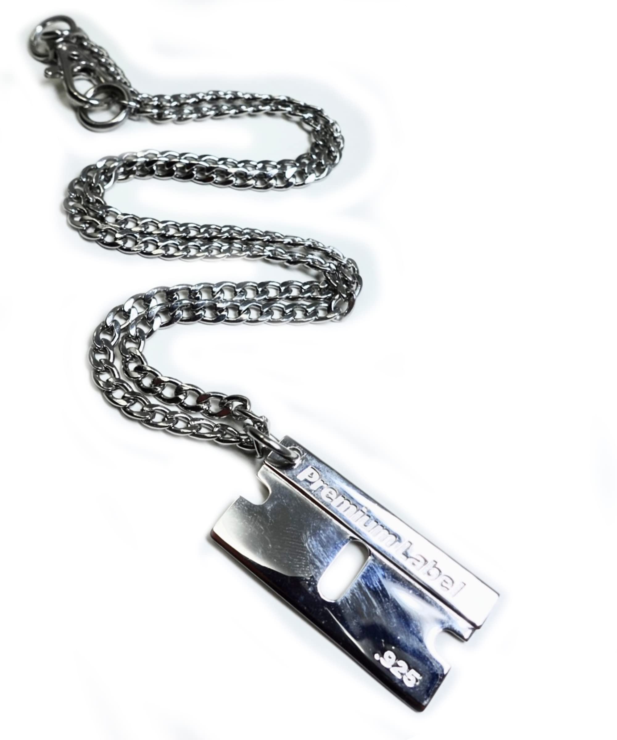 Premium Label - Bad Habits - Luxury Razor Blade Silver Charm .925 Plata Punk, Gothic, Streetwear, Dog Tag, Curb Grunge Chain - Made in JAPAN