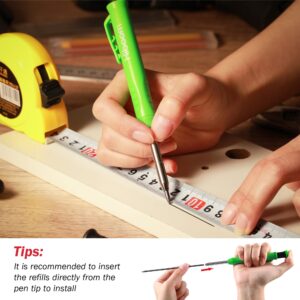 Hiboom 4 Pcs Mechanical Carpenter Pencils with 28 Pcs Refills, Deep Hole Marker Set Built in Sharpener, Woodworking Scribe Tools for Construction Drafting Architect (Black, Green, Red, Yellow)