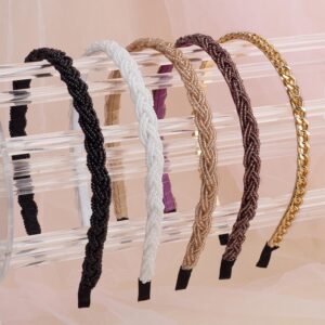 LYroo Cute Pearl Headbands Beaded Headband Metal Head Bands No Slip Fashion Hair Accessories for Women Girls,10 Pack