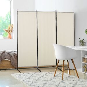 HOMCOM 3 Panel Room Divider Screen, 6 Ft Tall Folding Privacy Screen, Freestanding Partition Wall Divider for Indoor, Home Office, Beige