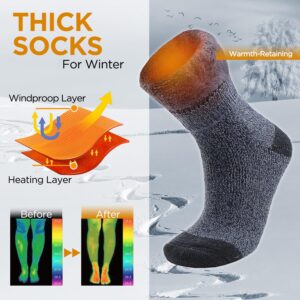 TSSPLUS 3-PAIRS Mens Winter Thermal Warm Heavy Duty Cotton Crew Work Boots Socks 9-13,Cold Weather Outdoor, Heat socks, Extreme warmer