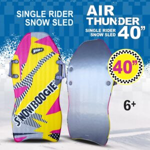 Snowboogie Wham-O Air Thunder 40" | Single Rider Snow Sleds with Side Handles | PE Foam Core for Better Comfort | Snow Sledding for Adults & Children (40 inches) (Yellow Pink)