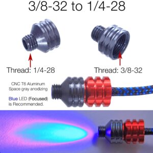 Elvish Tac Adapter for 3/8-32 Thread to 8-32 1/4-28 3/8-24 7/16-20 E-Tac Bow Sight Light (3/8-32 to 1/4-28)