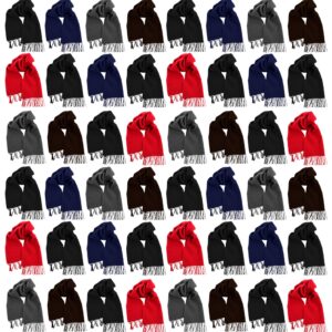 48 Pack Winter Scarves, Warm Winter Fleece Scarf Bulk Wholesale Donation Unisex Men Women (Assorted Colors)