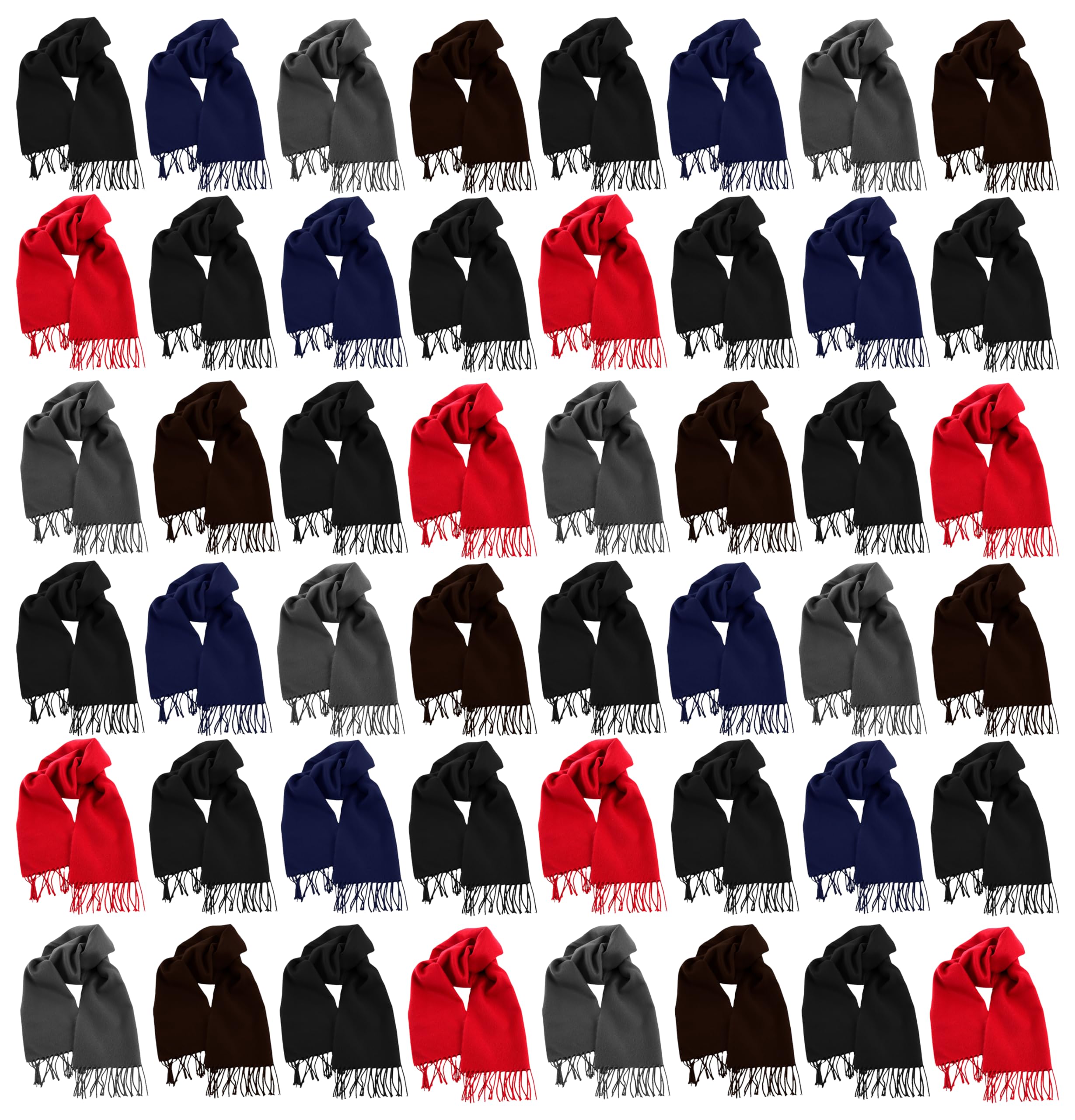 48 Pack Winter Scarves, Warm Winter Fleece Scarf Bulk Wholesale Donation Unisex Men Women (Assorted Colors)