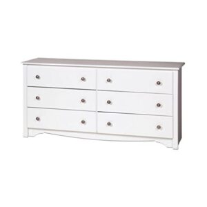 Sonoma 6 Drawer Double Dresser for Bedroom, White & Sonoma Nightstand with Open Shelf, White