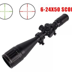 MYMY Premium Quality, 6 24x50mm AOL Scope W Front AO Adjustment. Red/Green mil dot Reticle with Black