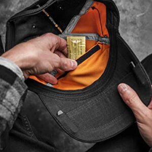 Wazoo Cache Cap | Travel, Tactical & Everyday Carry Cap | 6 Hidden Pockets for Emergency Cash, Documents, Keys and Tools (Black Updated)