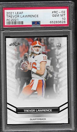 PSA 10 TREVOR LAWRENCE 2021 ROOKIE CARD LEAF GRADED PSA GEM MINT 10 JAGUARS SUPERSTAR YOUNG QUARTERBACK