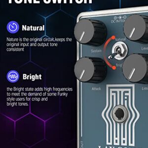 Donner Compressor Guitar Pedal, Lax Comp Compressor Pedal for Electric Guitar and Bass, Classic Peak Limiter Style Compressor with 2 Band EQ Boost Effect Pure Analog True Bypass