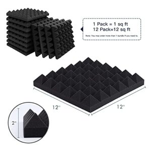 HERTBER 24 Pack Acoustic Panels, 12 x 12 x 2 Inches Sound Proof Foam Panels for Walls, Acoustic Foam Panels, Soundproof Wall Panels, Flame Retardant Sound Panels