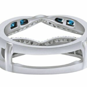 Purple Star 14K White Gold Plated Engagement Diamond Created Blue & White Diamond Wrap Wedding Ring Band Guard Enhancer 925 Sterling Silver (9)