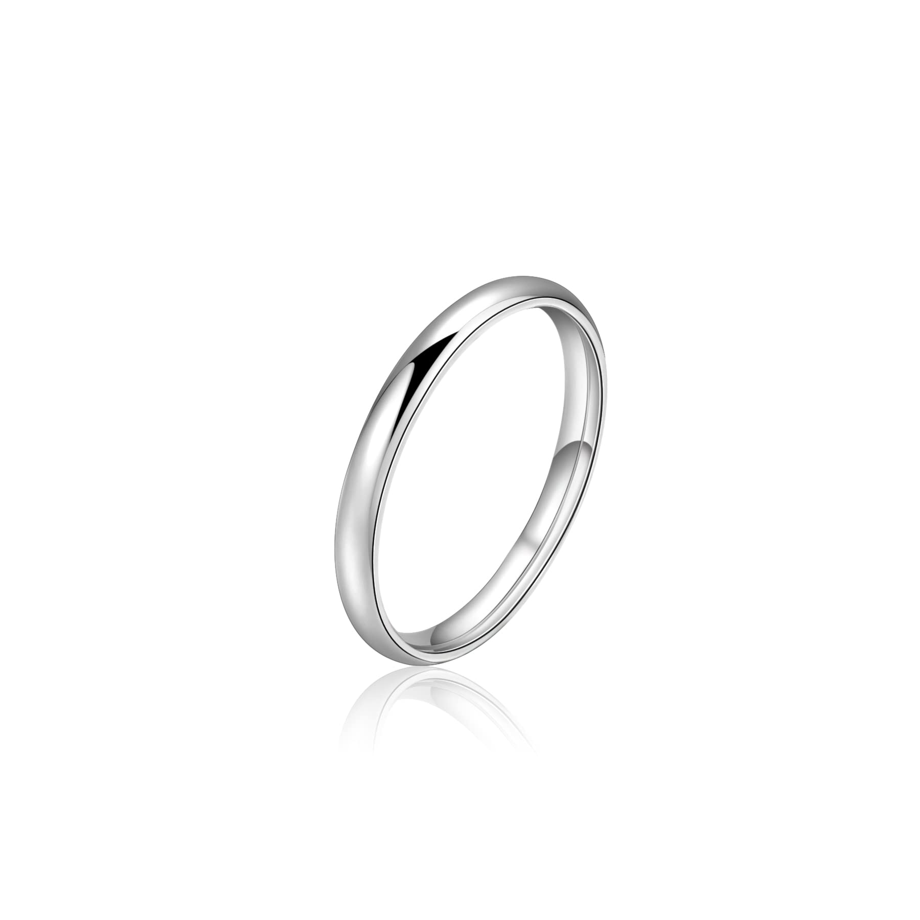 2mm Simple Pinky Ring Silver Thin Minimalist Middle Finger Ring Stacking Knuckle Plain Band Ring Size 4.75