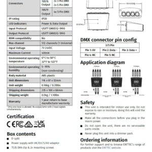 Enttec D-Split 70578 DMX 4 Port Isolated Splitter / Isolator (3/5-Pin)